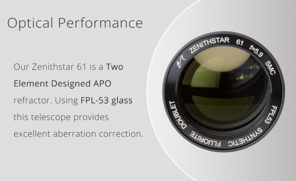 William Optics Apochromatic refractor AP 61/360 ZenithStar ZS61 II OTA